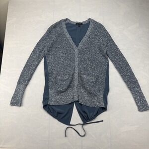 Banana Republic Women's Mixed Media Knit Cardigan Blue Small V Neck